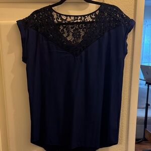 Elegant Navy Lace Women's Top